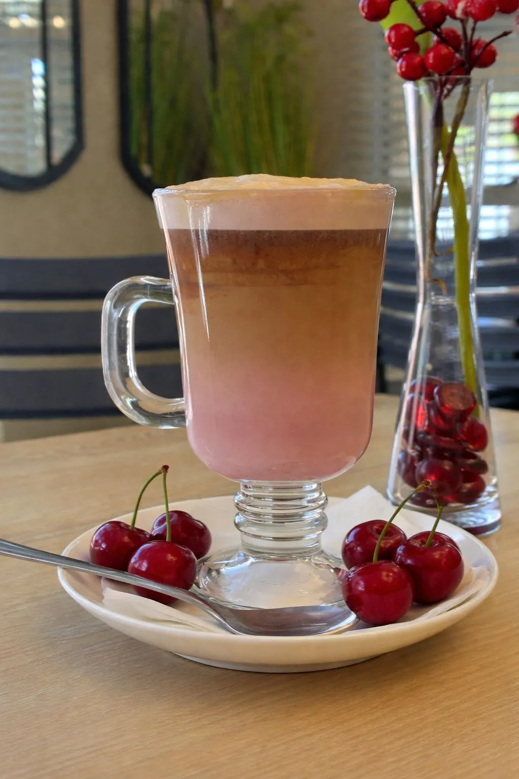 Signature Cherry White Chocolate Latte at Giftly Surprize Coffee Shop Kimberley